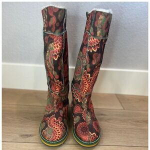 Desigual Boho Floral Print Lined Winter Boots Women's Size 39 EUR